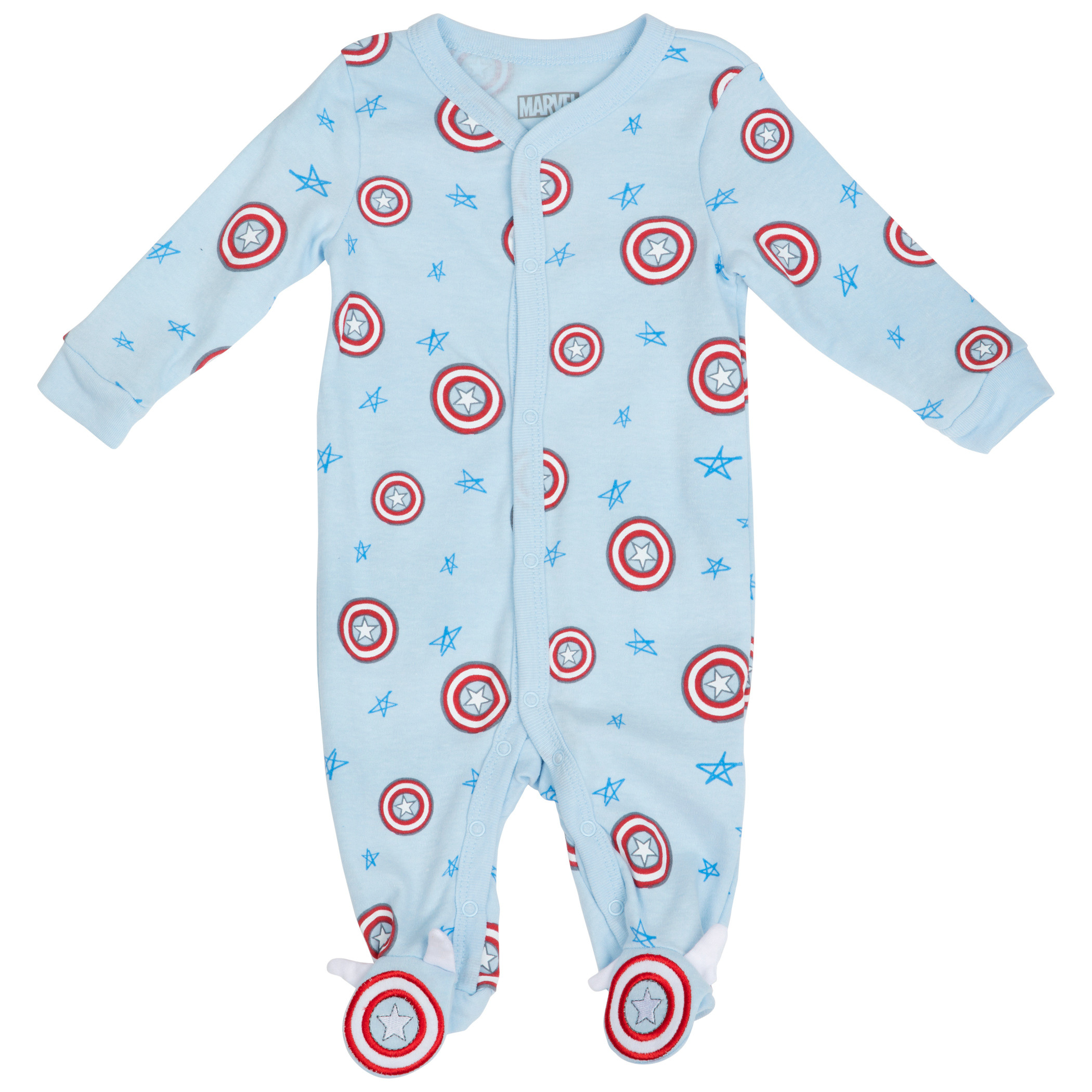 Marvel Captain America Shields and Stars Symbols Infant Footed Pajamas